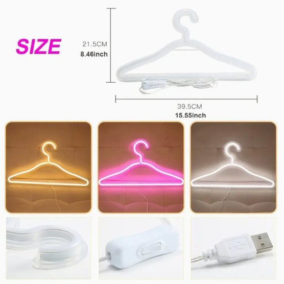 NIB Large LED Neon Coat Hanger Neon Light - White - Picture 5 of 5
